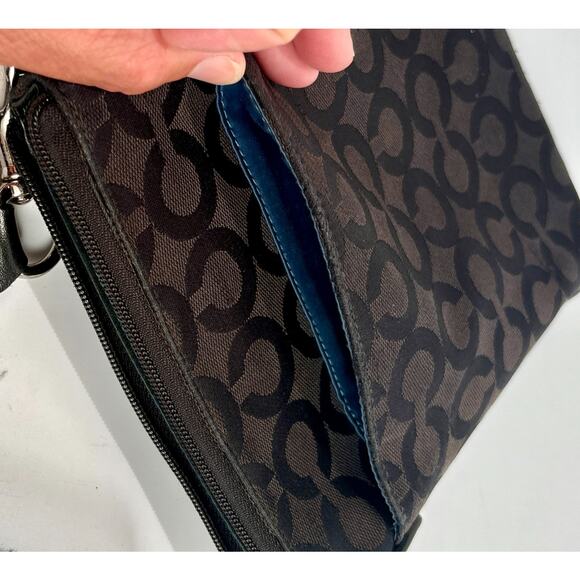 COACH Madison OP Art Signature Logo Black Silver Crossbody Bag Purse - Picture 6 of 12